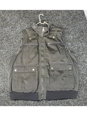 Coogi Men's Black Full Zip Vest Stand-Up Collar Pockets Size 3XL